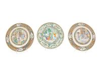 Five Chinese Export Famille Rose Porcelain Plates