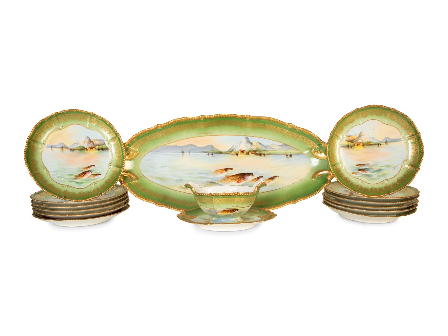 A Limoges Porcelain Fish Service