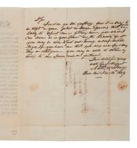 [SLAVERY & ABOLITION]. $300 Reward. Ranaway...my Negro Boy George Johnson . Broadside with autograph letter signed ("Nath'l W. Hays") on bifolium integral leaf to Chief of Police of West Chester, Pennsylvania. Bel-Air, MD, 12 November 1849.
