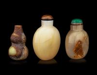 Three Chinese Precious Stone Snuff Bottles