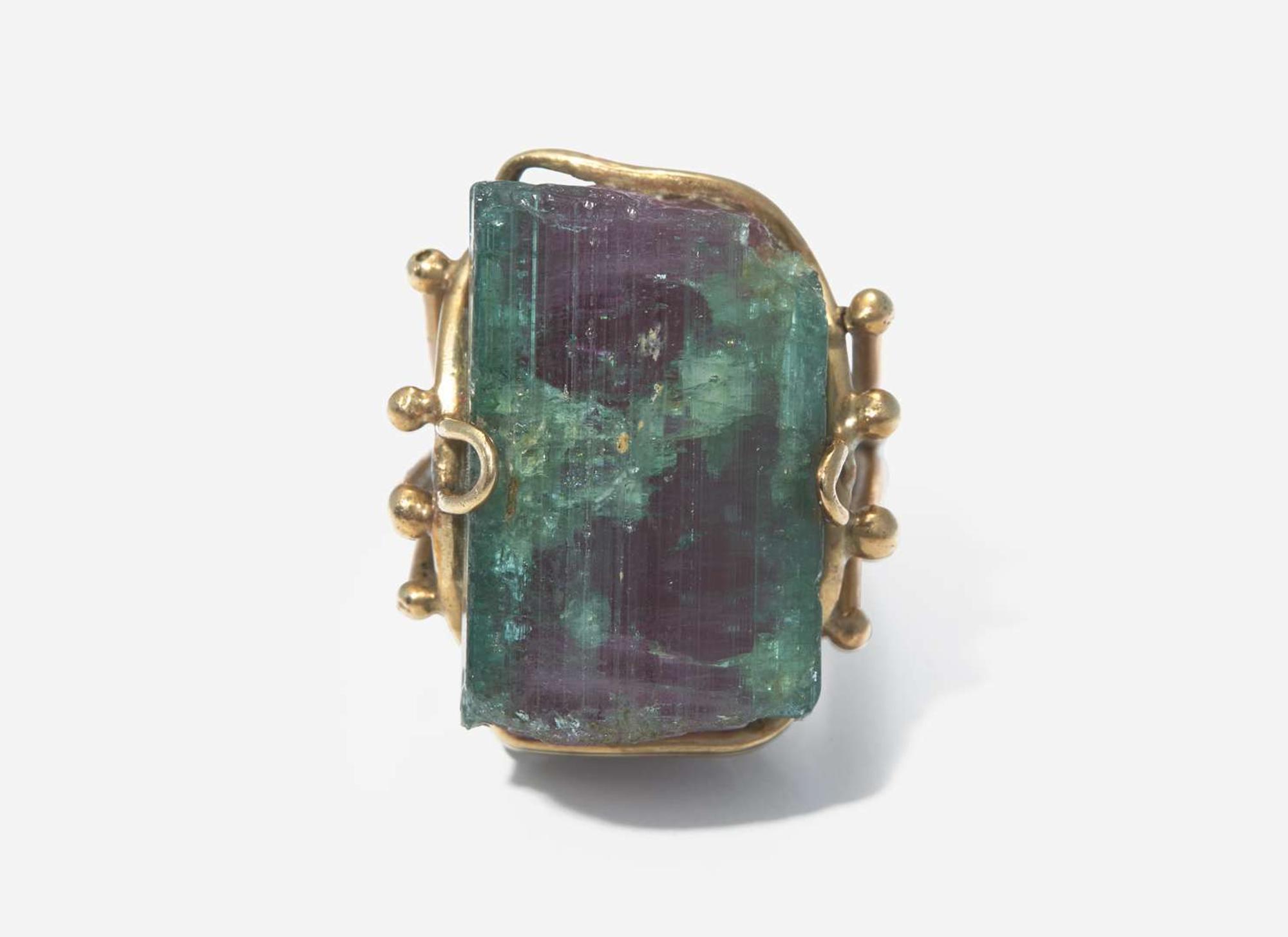 A 14K Yellow Gold and Tourmaline Ring