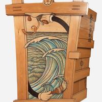 John Cederquist (American, b. 1946) "Hiroshige’s Attempt at Film Noir Furniture" Wave Series Trompe l'Oeil Cabinet, San Clemente, California, circa 1990