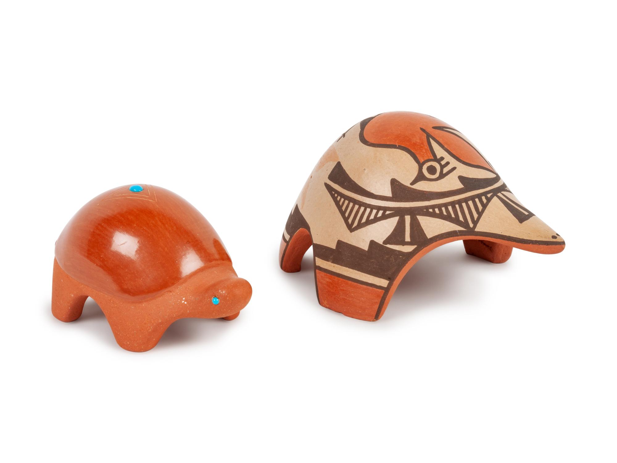 Santa Clara and Zia Pottery Turtles