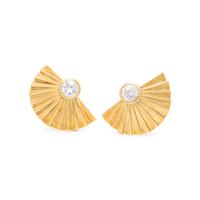 YELLOW GOLD AND COLORLESS DIAMOND SIMULANT EARRINGS