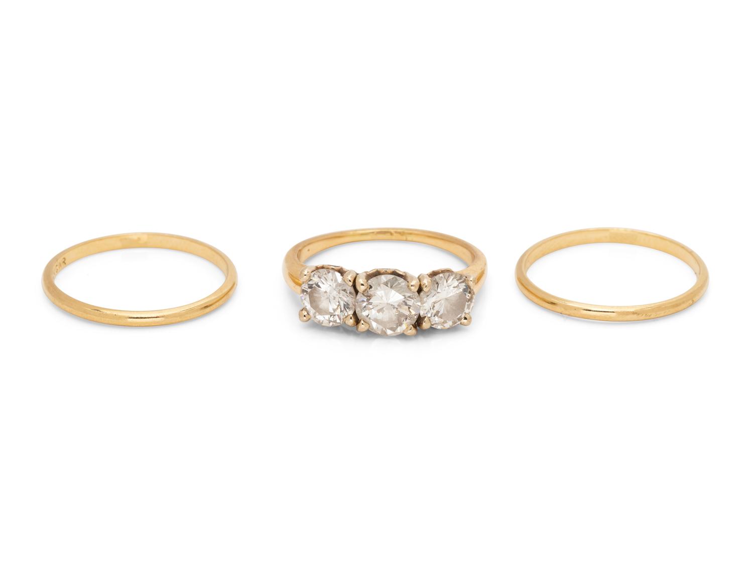 A Collection of Yellow Gold Rings,