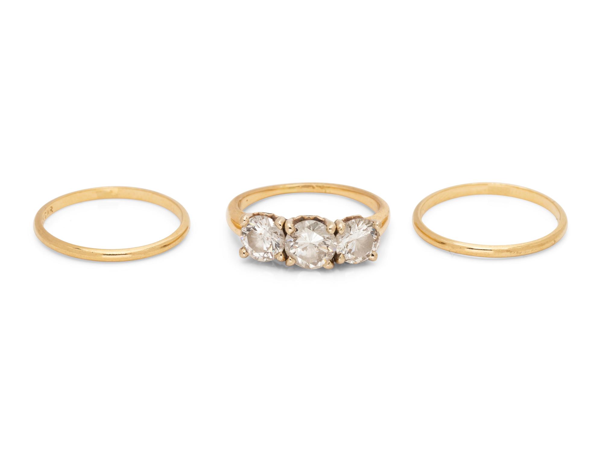 A Collection of Yellow Gold Rings,