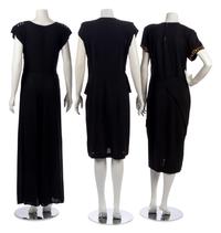 Three Black Dresses with Metal Embellishments, 1940s