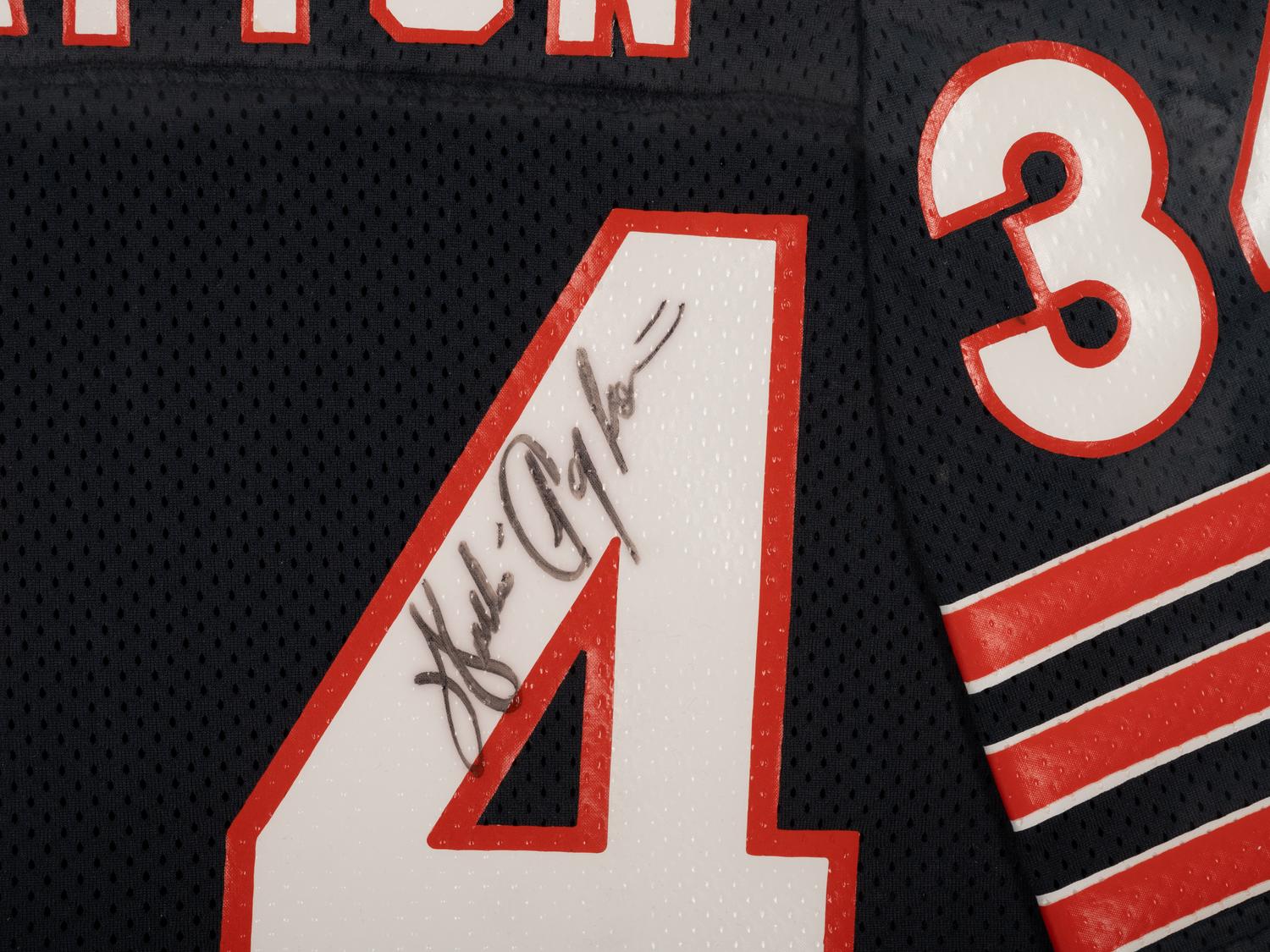 A Walter Payton Signed Autograph Chicago Bears Football Jersey Display (Beckett Authentication Services BAS Certified),