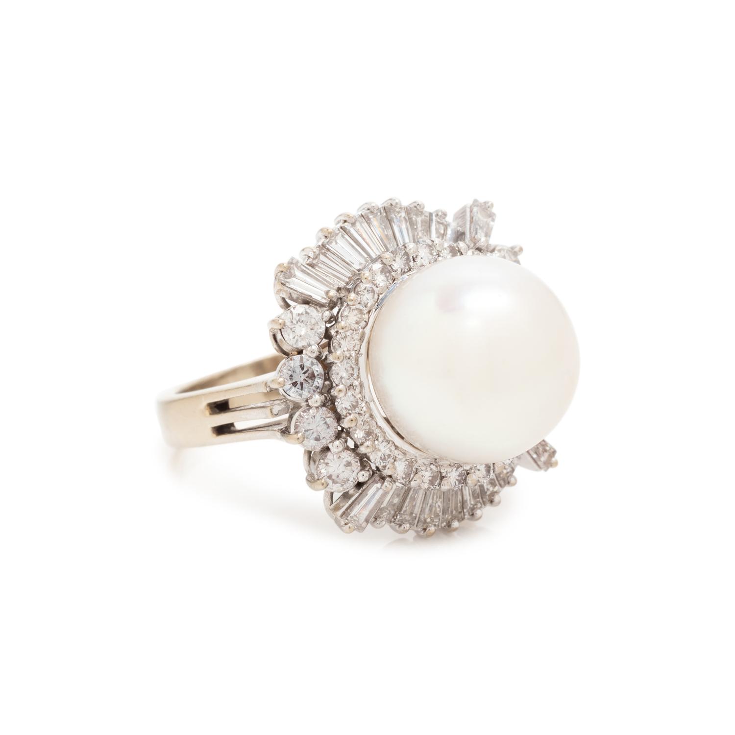 CULTURED SOUTH SEA PEARL AND DIAMOND RING