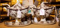A Pair of Davenport Sauce Tureens Width of first 7 1/4 inches.