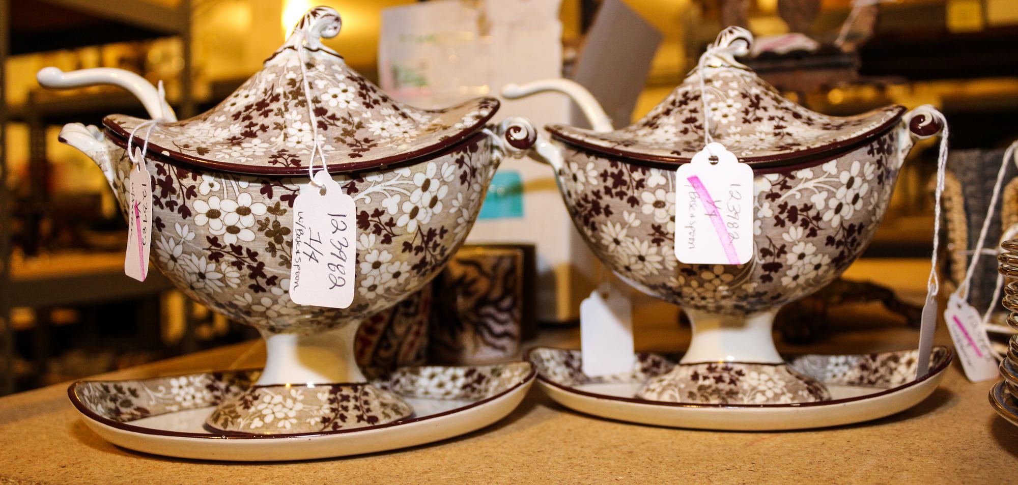 A Pair of Davenport Sauce Tureens Width of first 7 1/4 inches.