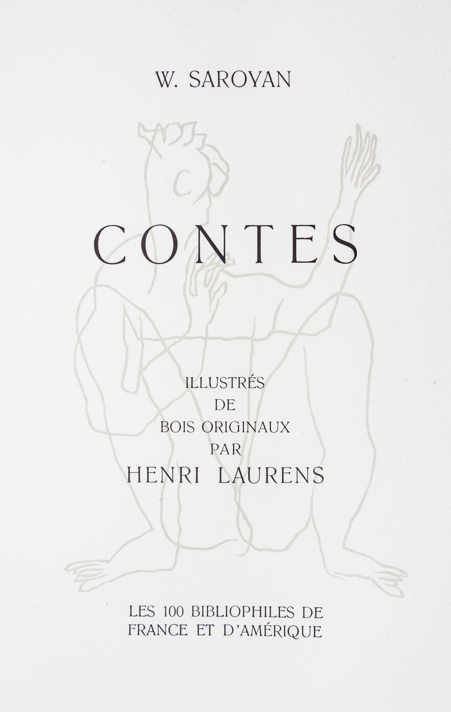 (LAURENS, HENRI) SAROYAN, WILLIAM. Contes. Paris, 1953. Limited. Signed.