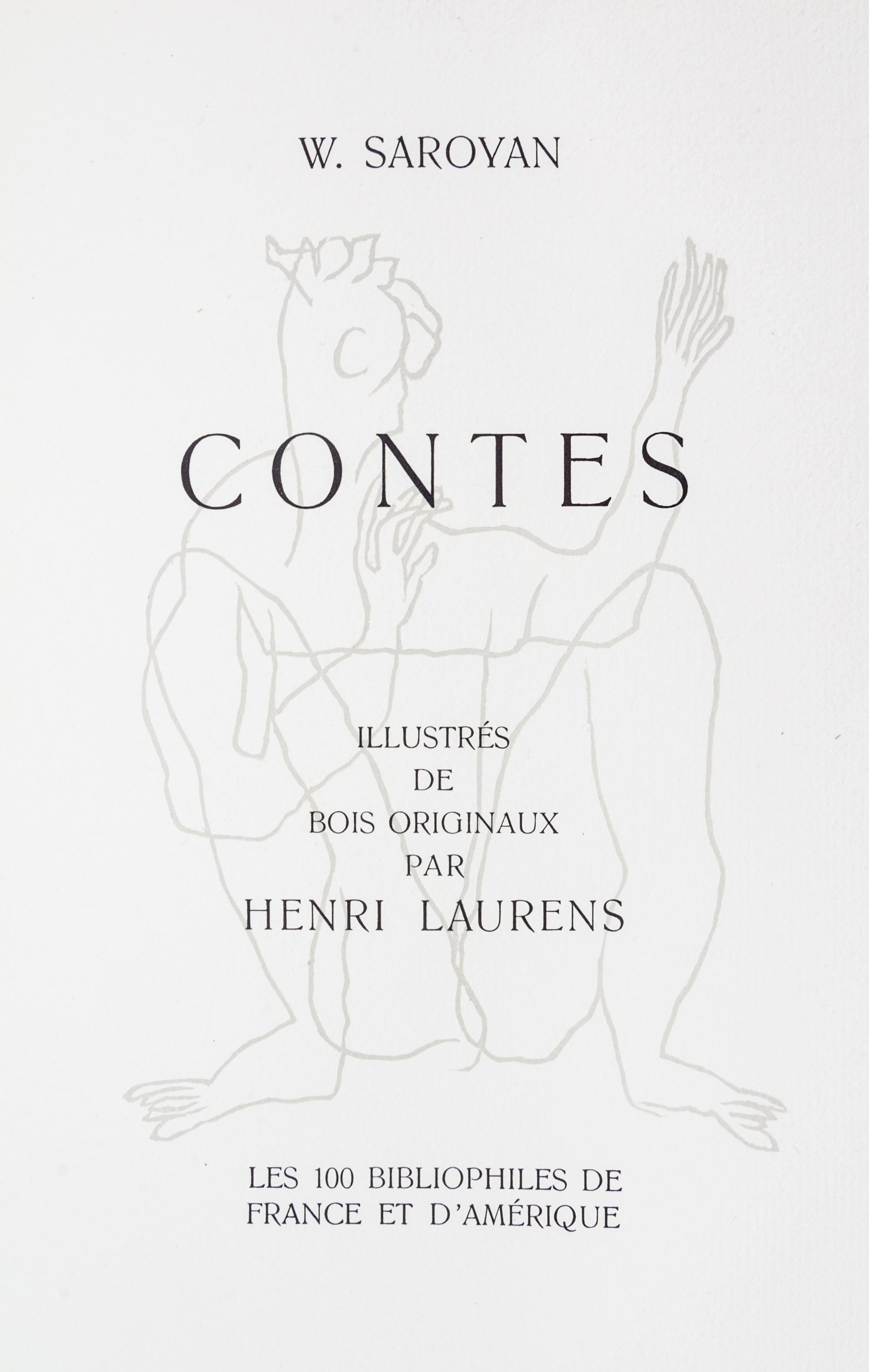 (LAURENS, HENRI) SAROYAN, WILLIAM. Contes. Paris, 1953. Limited. Signed.