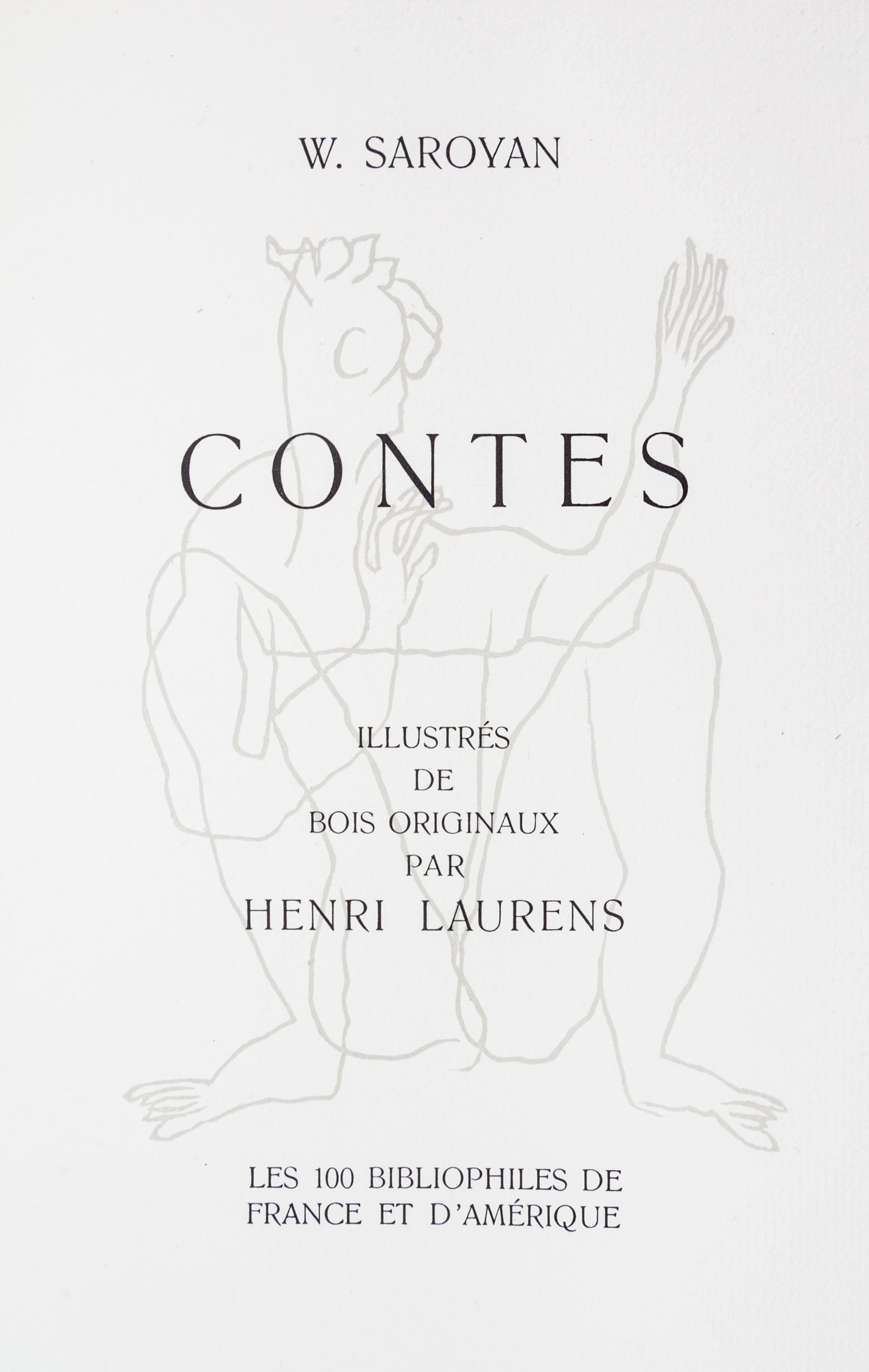 (LAURENS, HENRI) SAROYAN, WILLIAM. Contes. Paris, 1953. Limited. Signed.