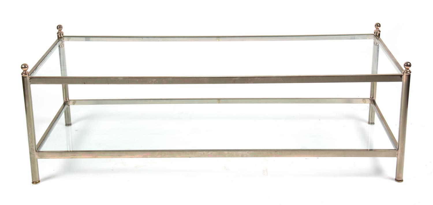 A Pair of Chrome Framed Glass Side Tables and Coffee Table — 20TH CENTURY