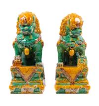 A Pair of Chinese Sancai Glazed Porcelain Fu Lions