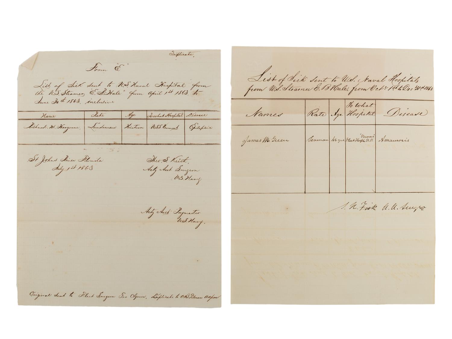 [CIVIL WAR - NAVY]. Records of supplies and provisions of the USS E.B. Hale .