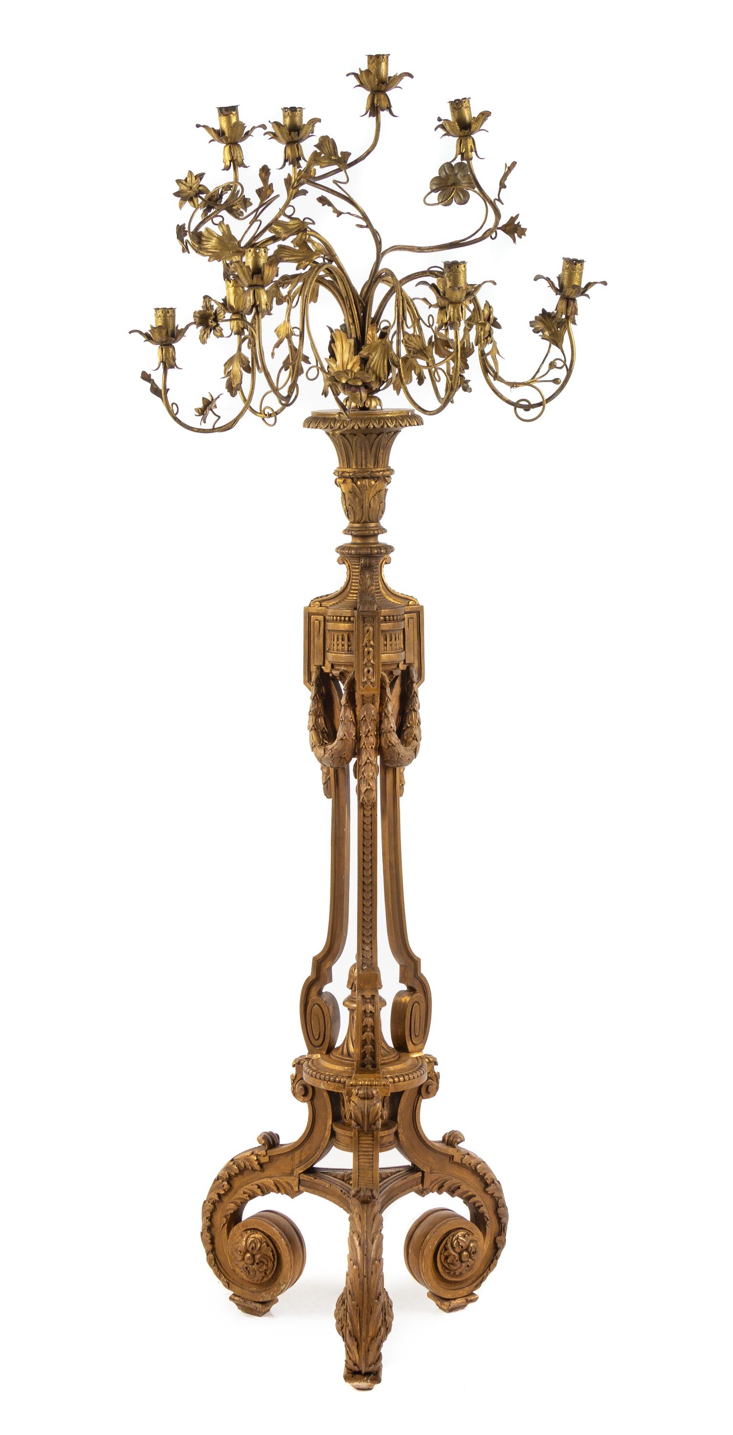 A Neoclassical Style Giltwood Torchère