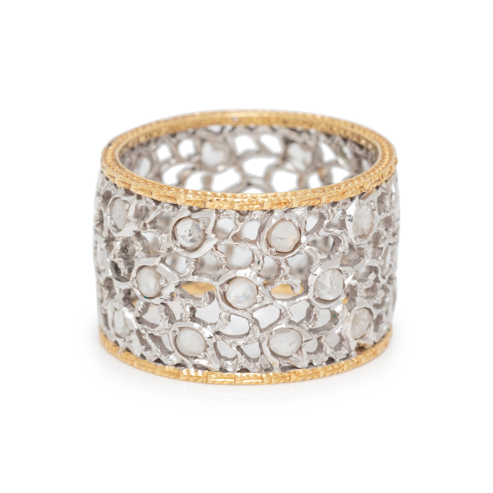 BUCCELLATI, BICOLOR GOLD AND DIAMOND RING
