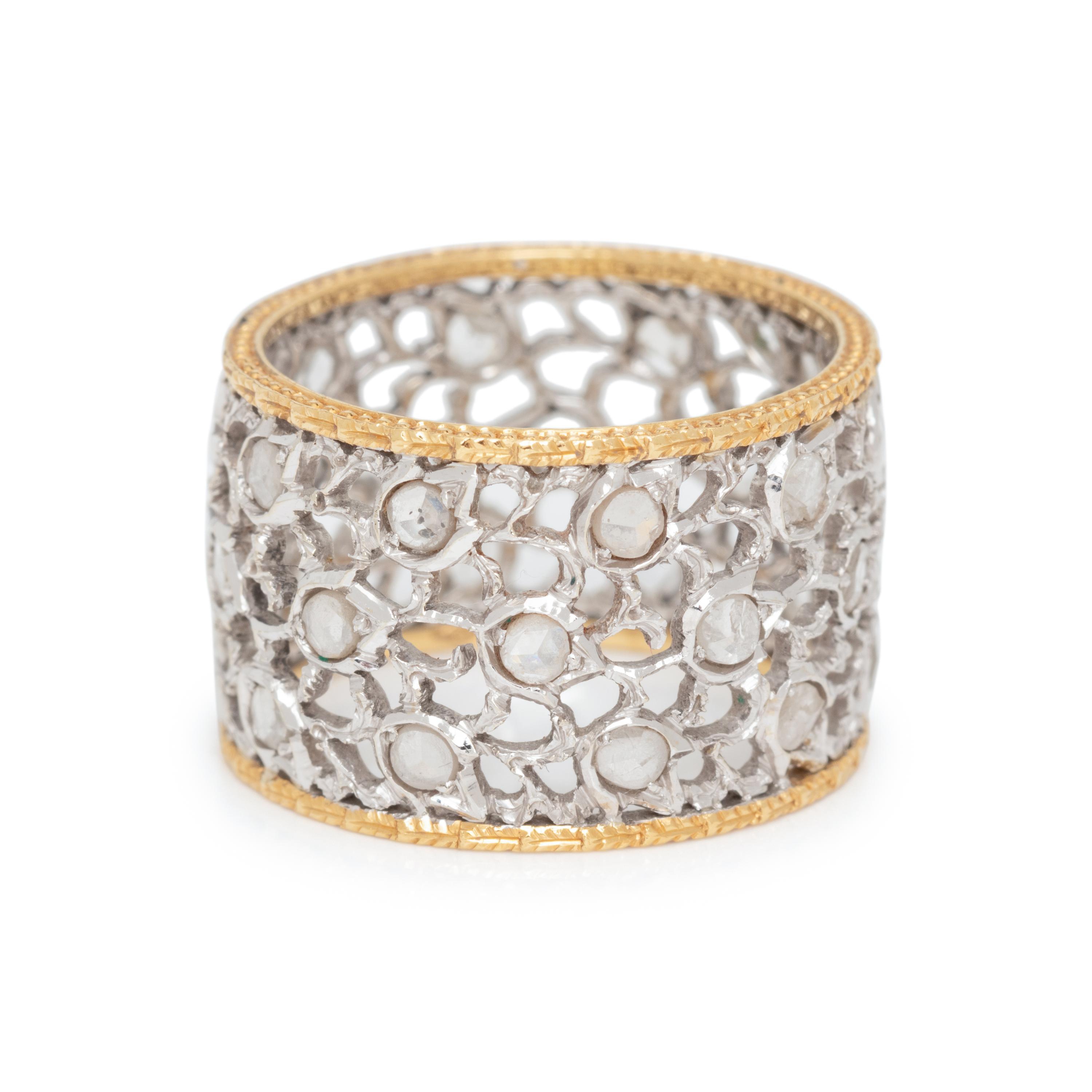 BUCCELLATI, BICOLOR GOLD AND DIAMOND RING