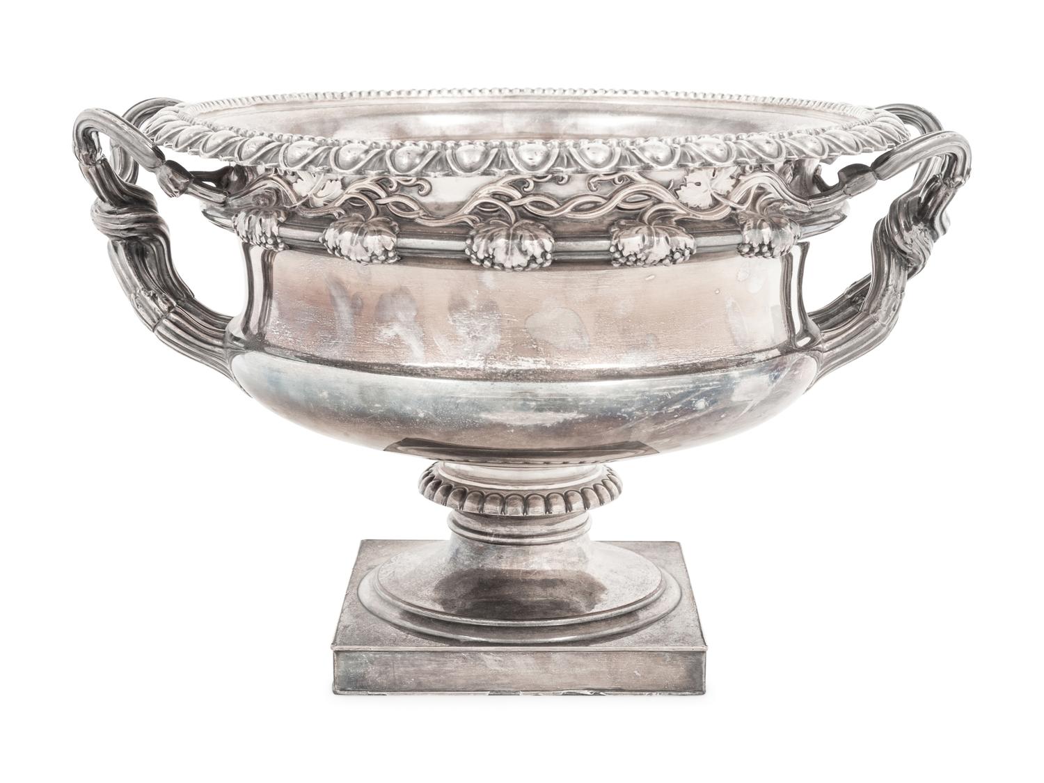 An English Silver-Plate Twin Handled Wine Cooler