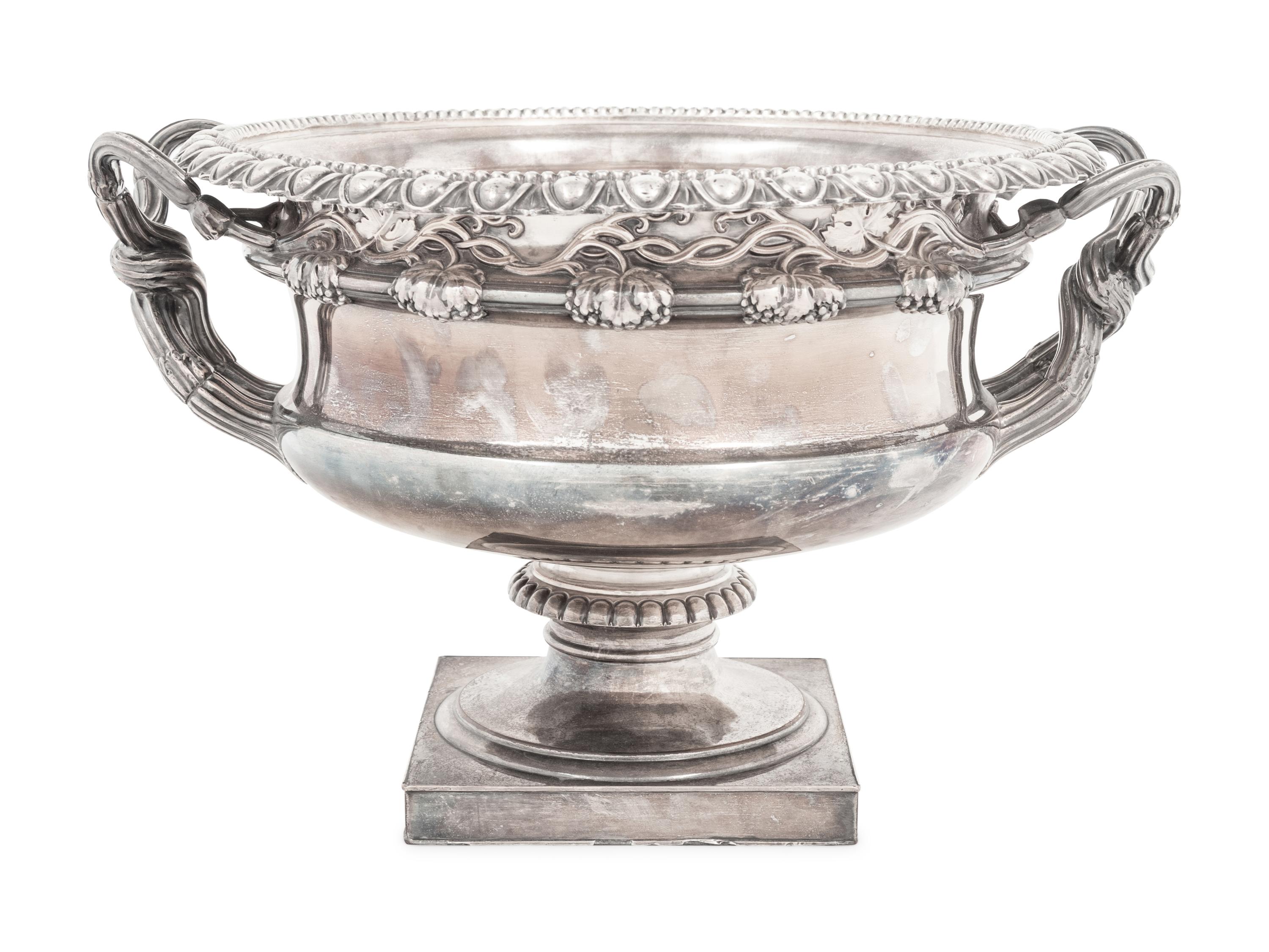 An English Silver-Plate Twin Handled Wine Cooler