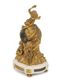 A French Gilt and Patinated Bronze Figural Clock