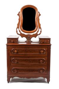A Victorian Walnut Chest of Drawers Height 59 x width 39 x depth 17 1/2 inches. — 19TH/20TH CENTURY