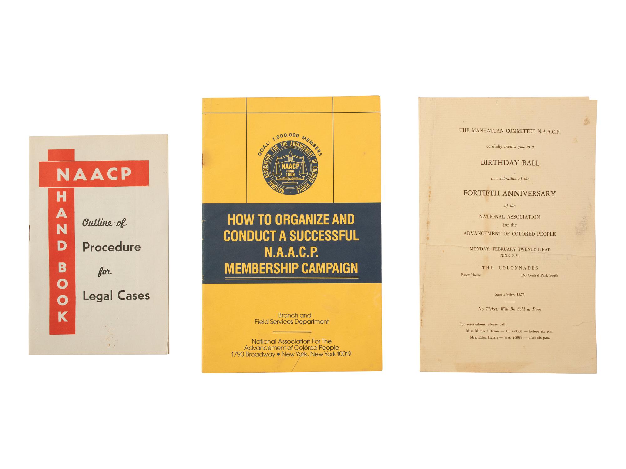 [CIVIL RIGHTS]. A collection of pamphlets, forms, and other ephemera related to the NAACP.