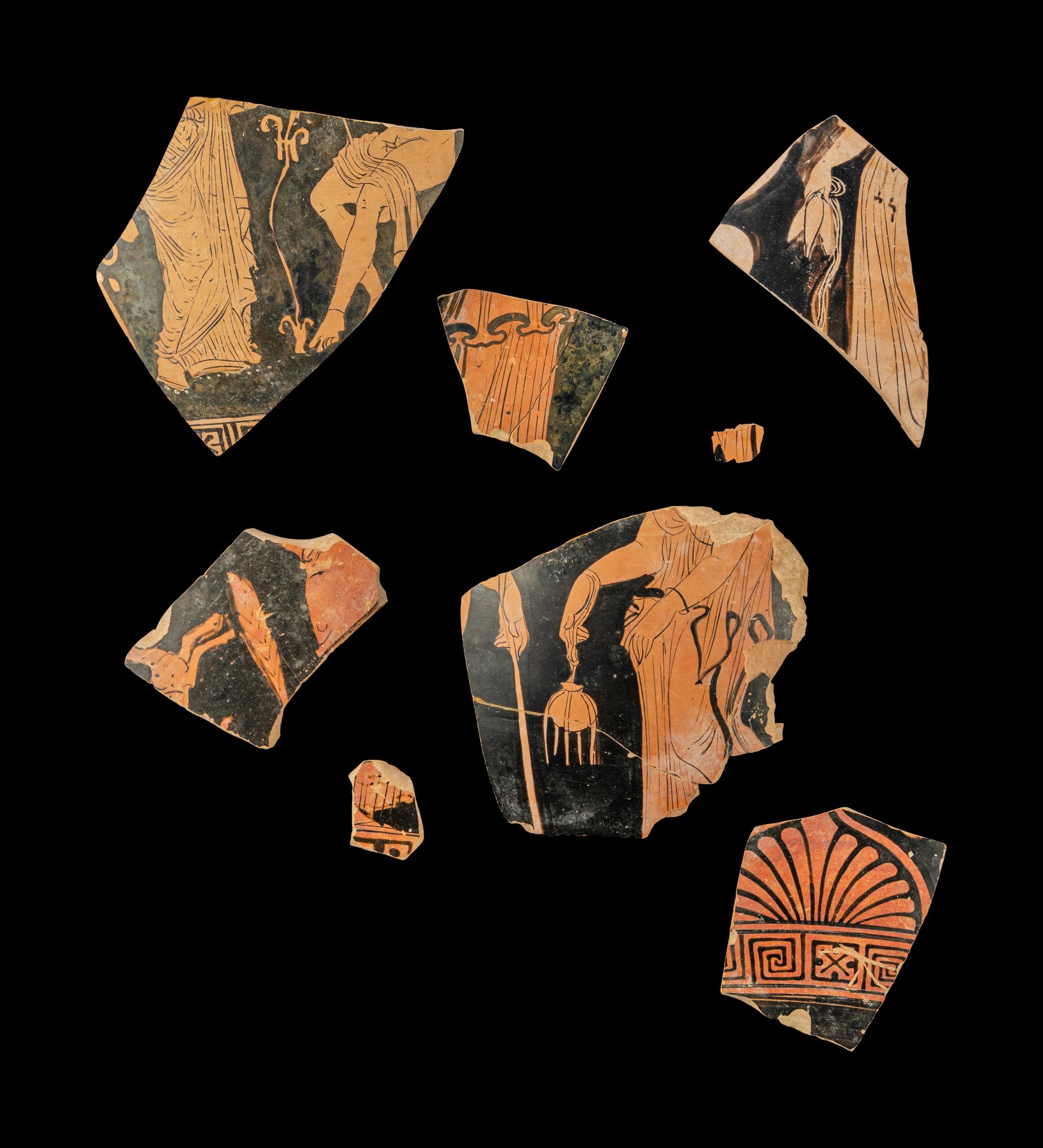 Eight Apulian Red-Figured Vase Fragments