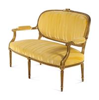 A Louis XVI Style Carved Giltwood Sofa