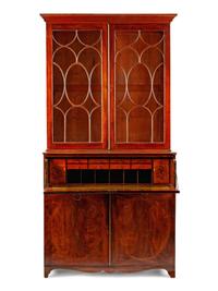A Late George III Inlaid Mahogany Secretary Bookcase