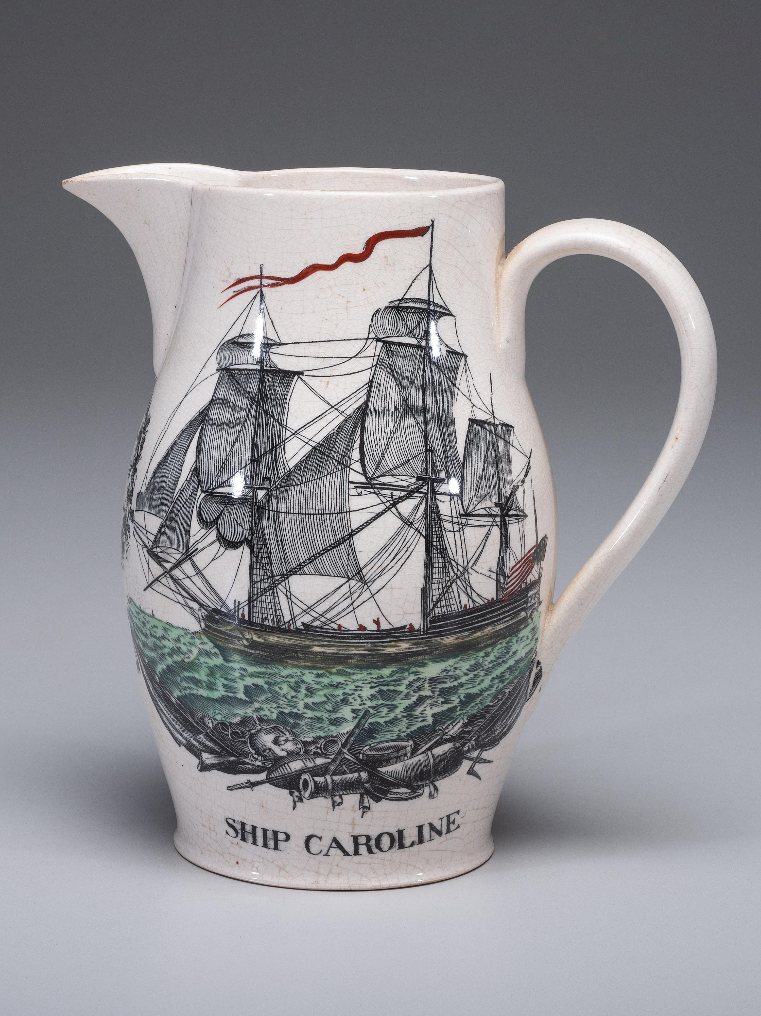 A Liverpool Transfer-Decorated Creamware Pitcher