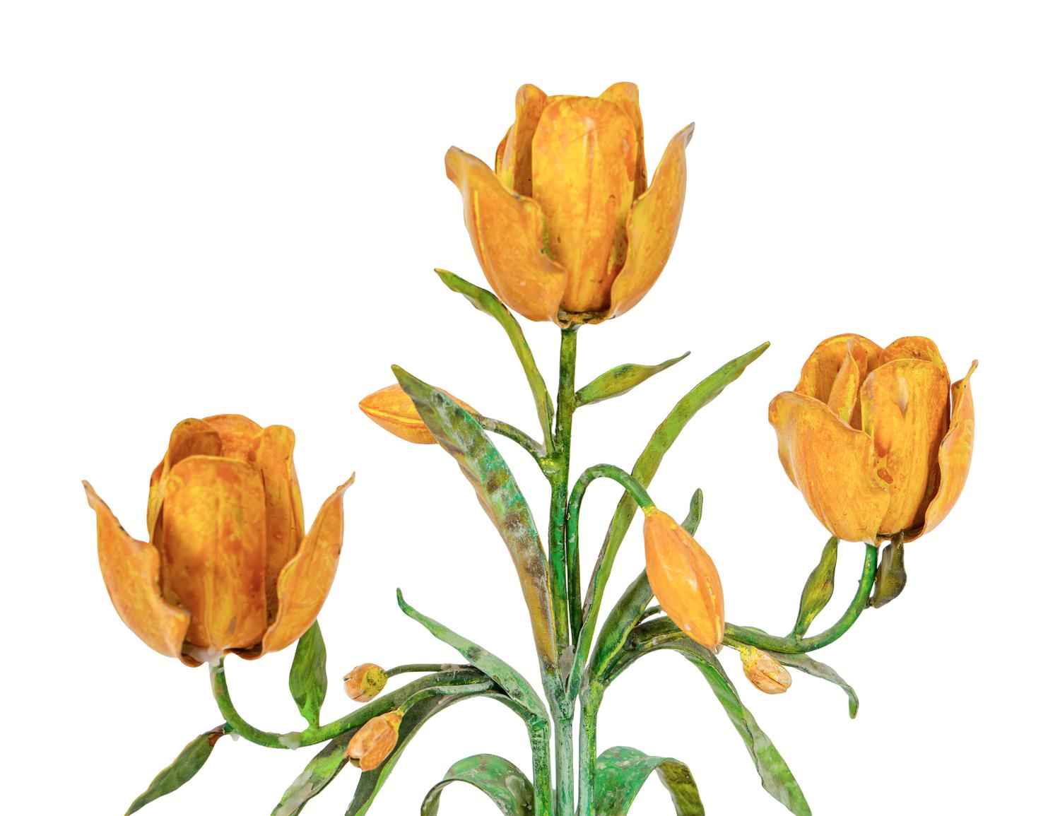 A Pair of Tole Peinte Models of Tulips