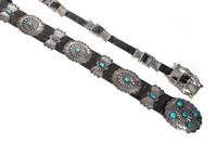 Two Southwestern Concho Belts Length of first 42 inches overall