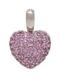 A 14 Karat White Gold and Pink Sapphire Heart Pendant,