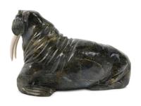 An Inuit Carved Stone Figure of a Walrus