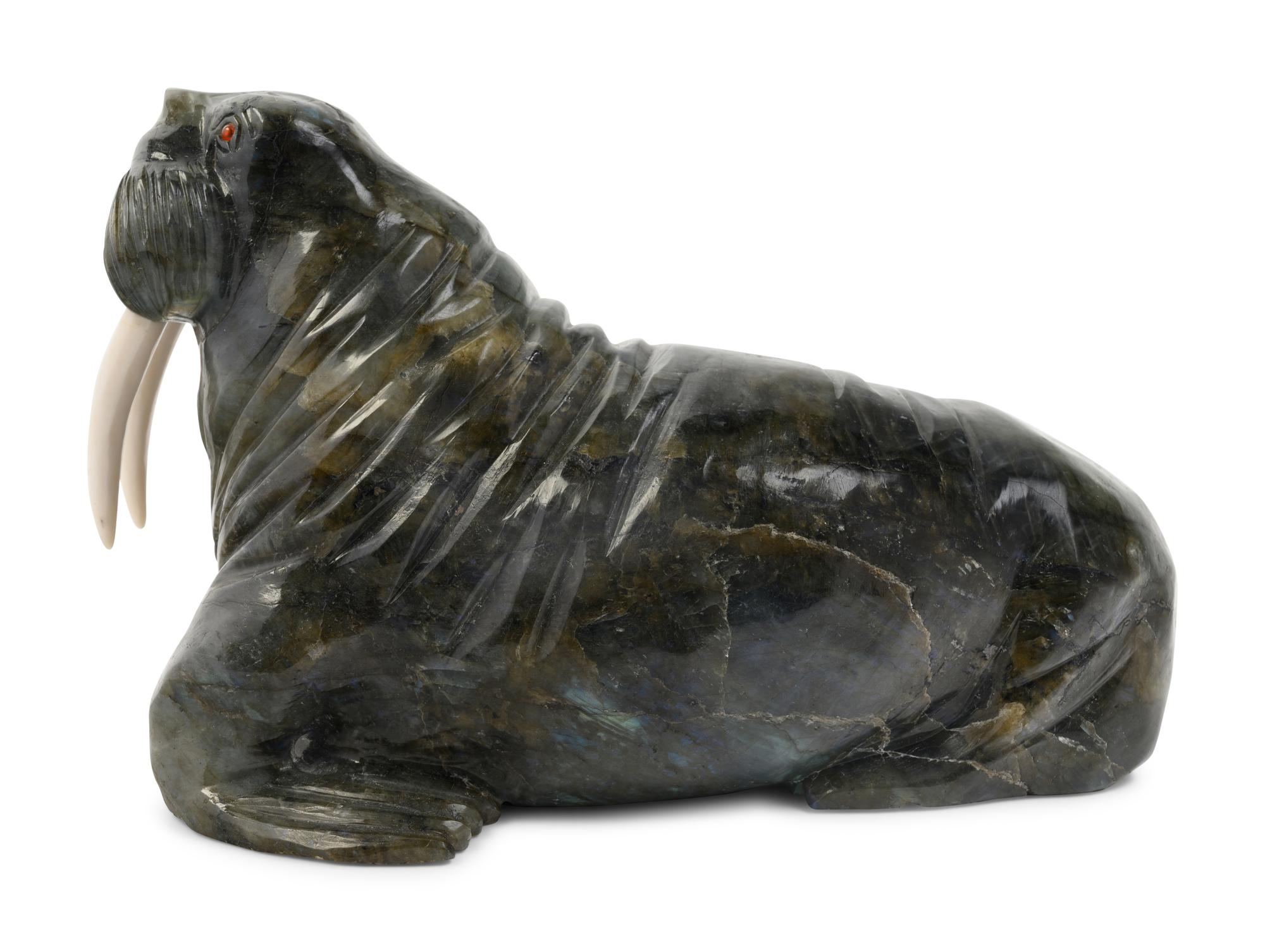 An Inuit Carved Stone Figure of a Walrus