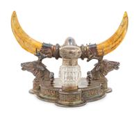 A Victorian Silver-Plate and Tooth Inkwell