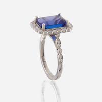 A tanzanite, diamond, and white gold ring