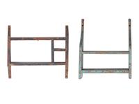 Two Country Blue-Paint Decorated Hanging Shelves