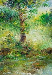 Impressionist Tropical Forest and Pond