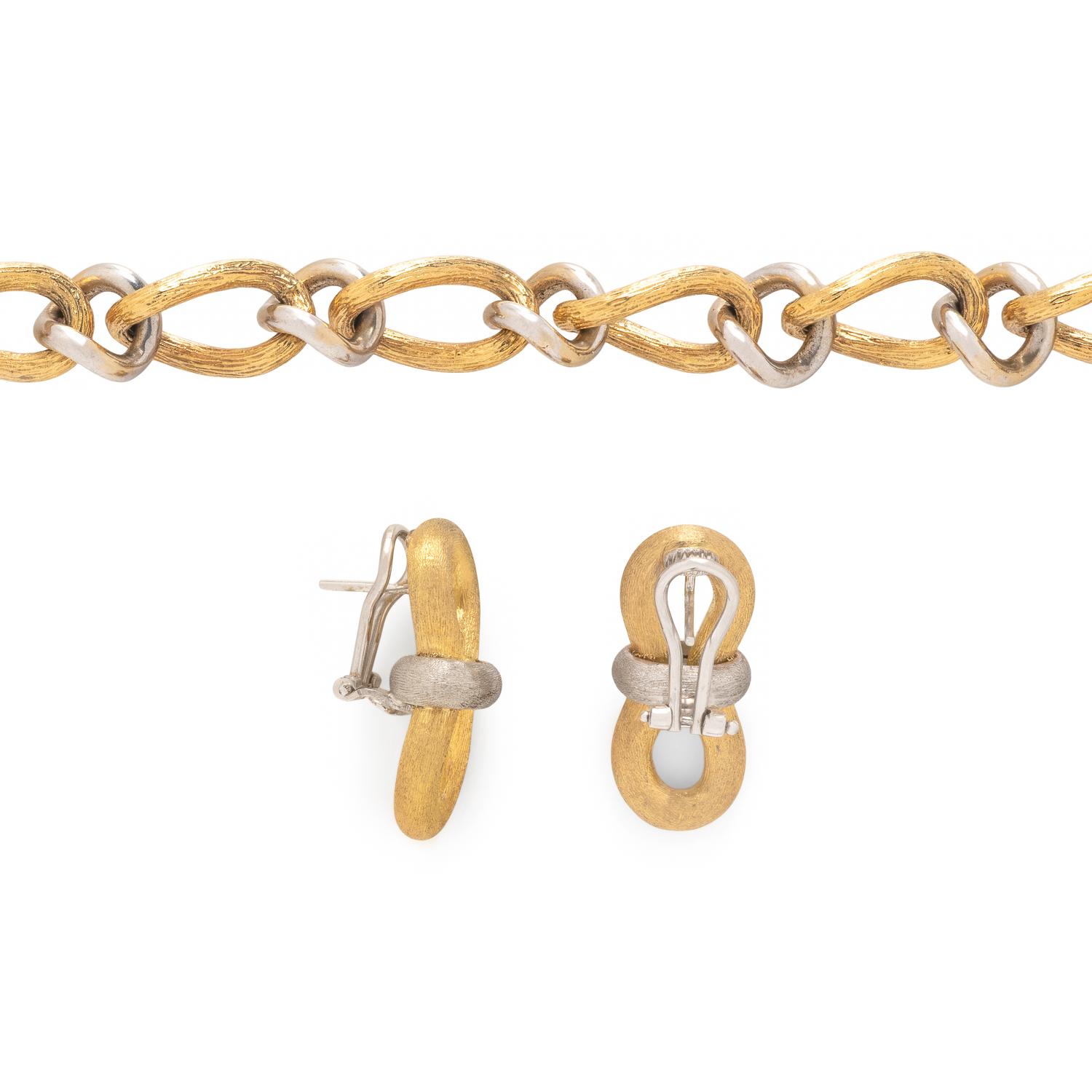 BICOLOR GOLD BRACELET AND EARRINGS
