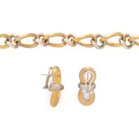 BICOLOR GOLD BRACELET AND EARRINGS