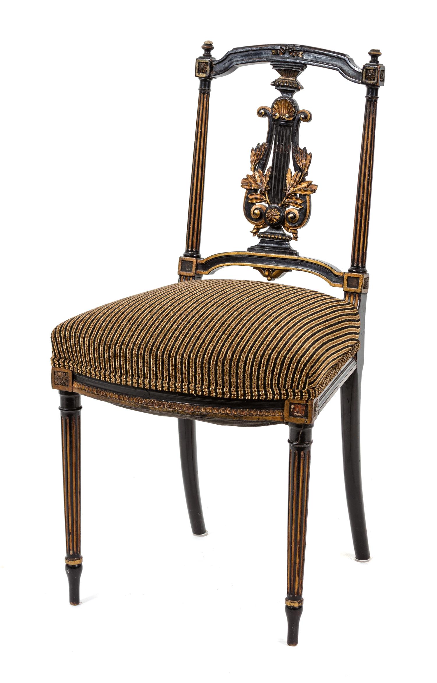 A Louis XVI Style Gilt Painted Side Chair Height 32 3/4 inches. — 19TH CENTURY