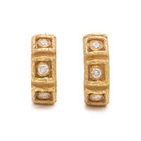 KATY BRISCOE, YELLOW GOLD AND DIAMOND EARCLIPS
