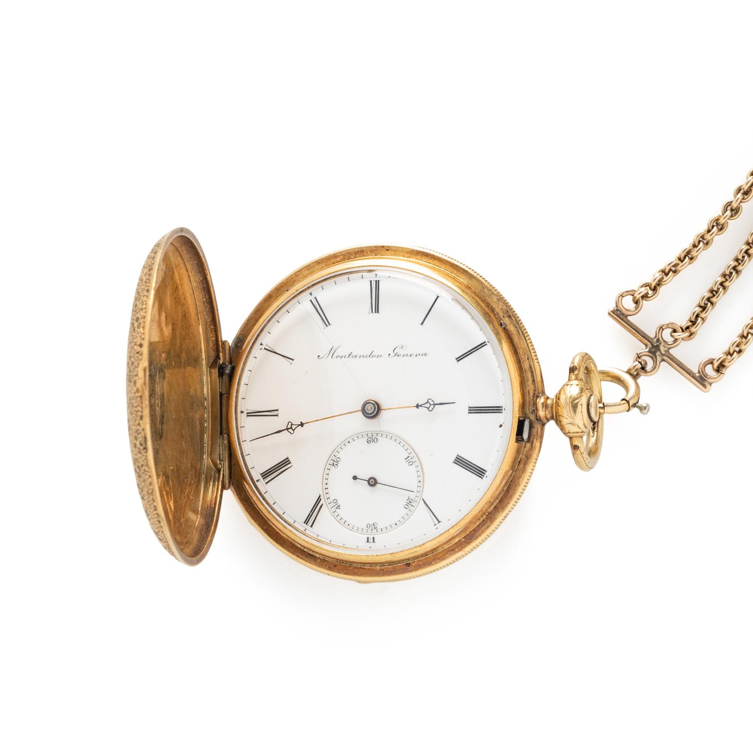MONTANDON GENEVA, YELLOW GOLD POCKET WATCH