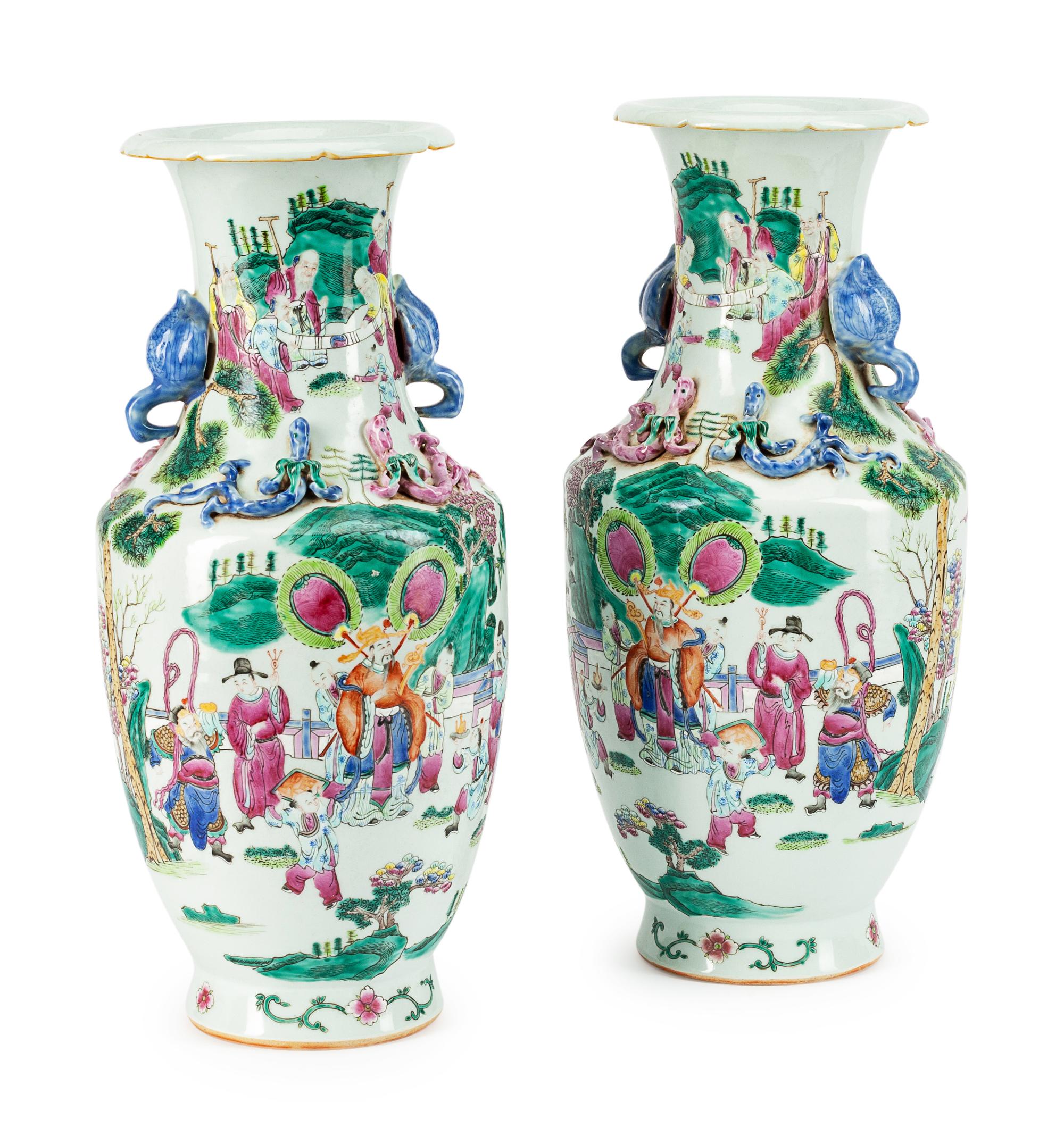 A Pair of Chinese Porcelain Urns