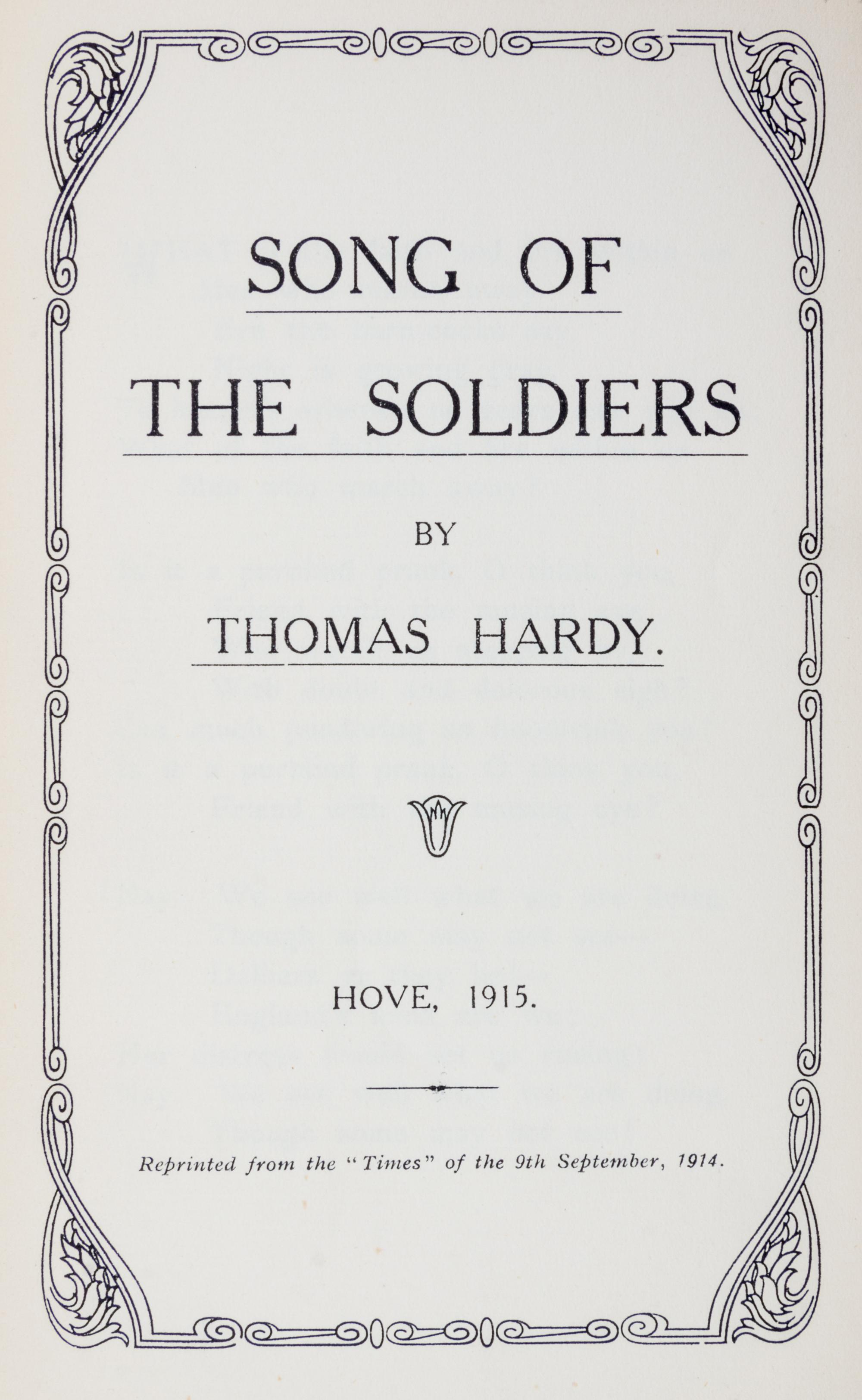 HARDY, THOMAS. A group of three pamphlets.