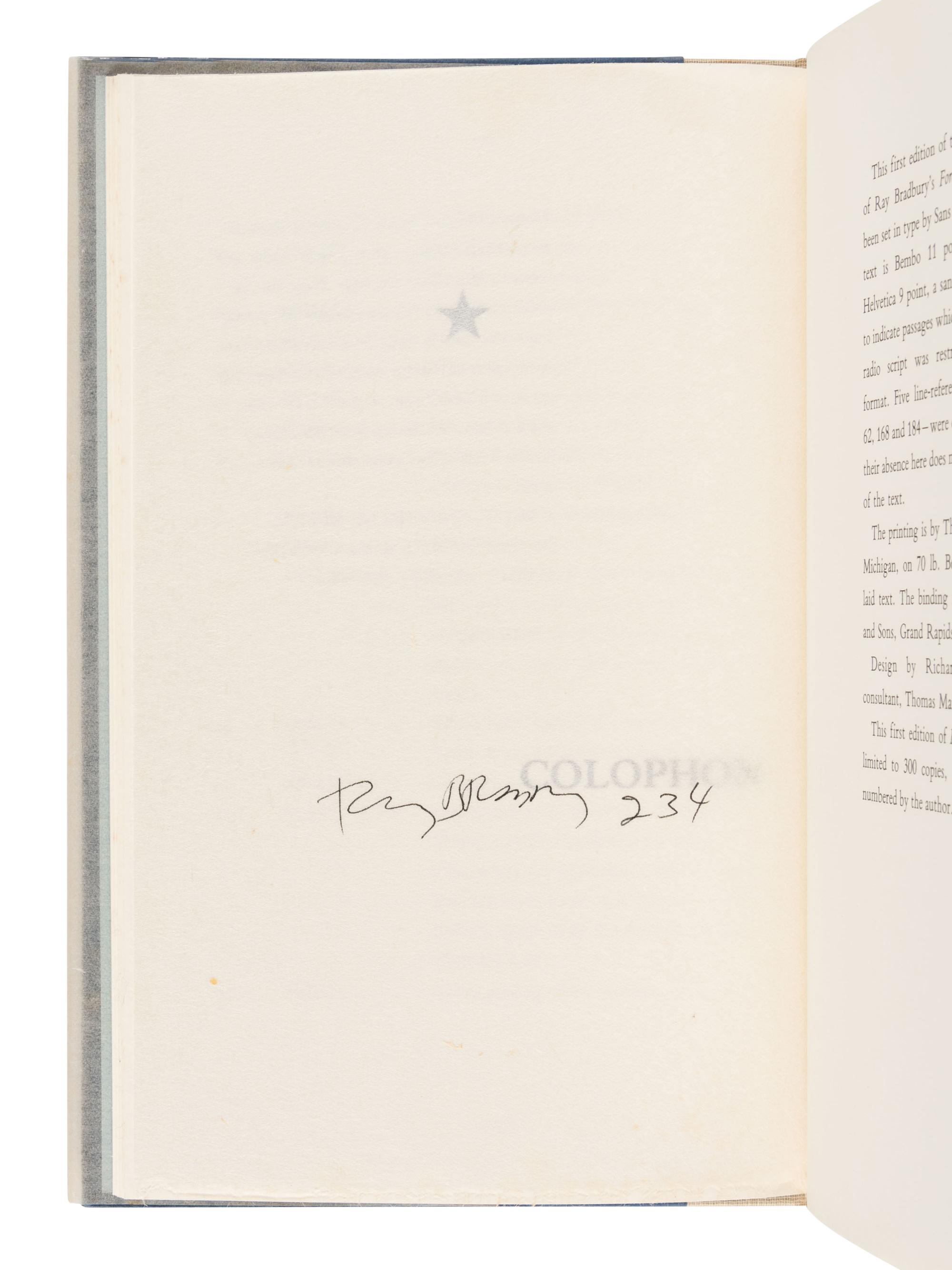 [FINE PRESS.] BRADBURY, Ray (1920-2012). Forever and the Earth. Radio Dramatization. Athens, OH: Croissant & Company, 1984.